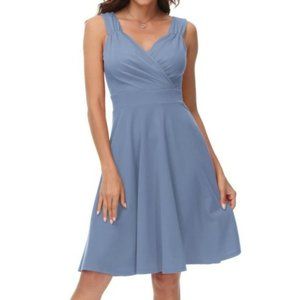 WOMEN'S Sleeveless A-line Party Dress Blue Grey
